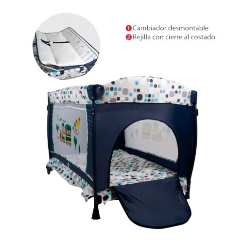 Cuna de Viaje con Toldo STARKIDS Draco Azul Marino