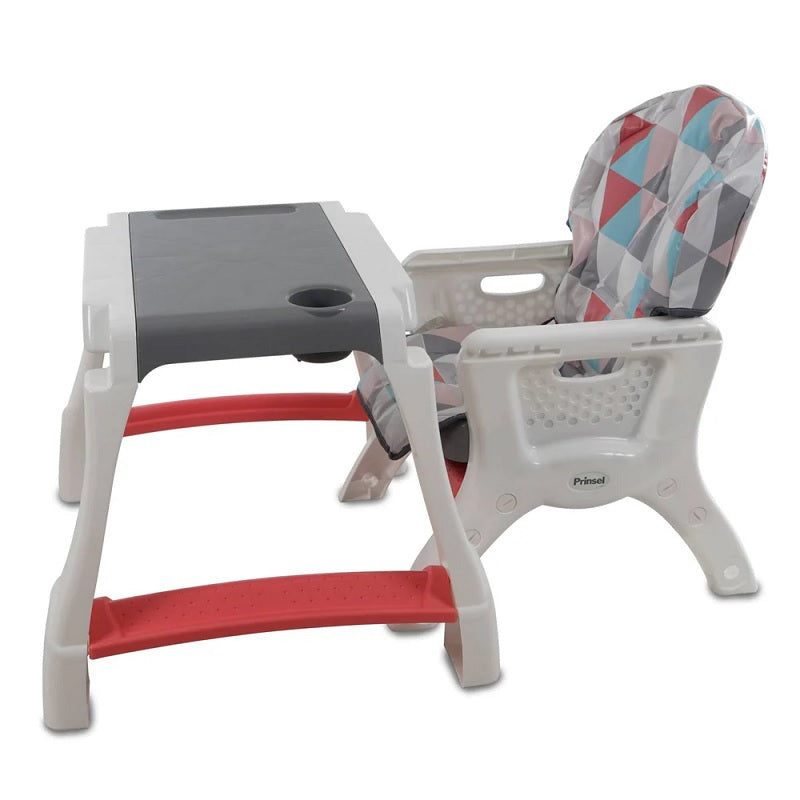 Silla Alta 2en1 PRINSEL Kinder City Triangulos Coral