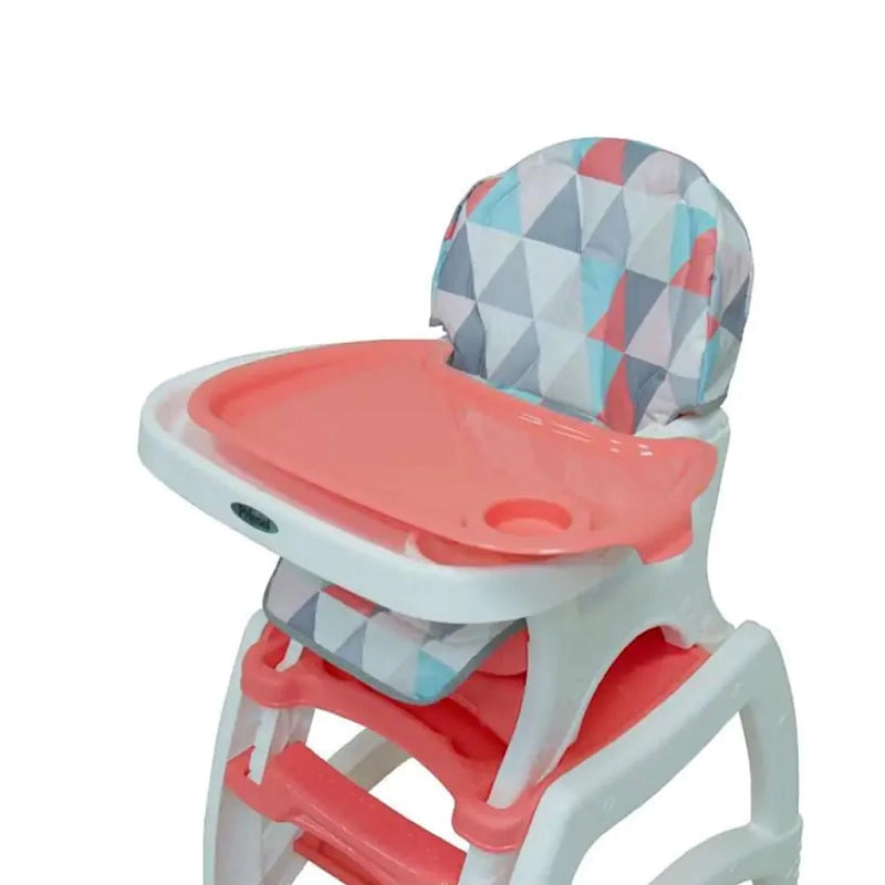 Silla Alta 2en1 PRINSEL Kinder City Triangulos Coral