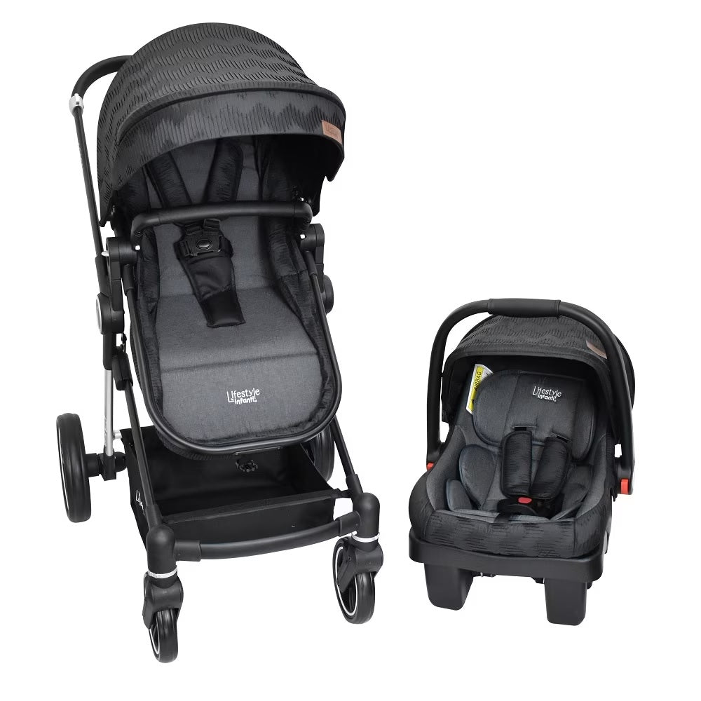 Carriola con Portabebe INFANTI Aston Silver Black ZIgZa