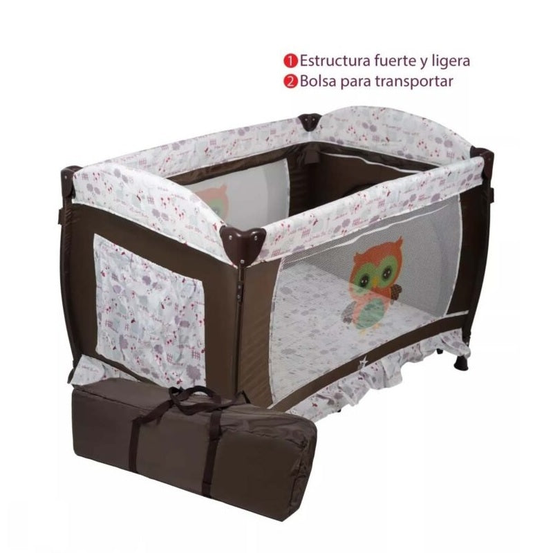 Cuna de Viaje con Toldo STARKIDS Draco Beige Café