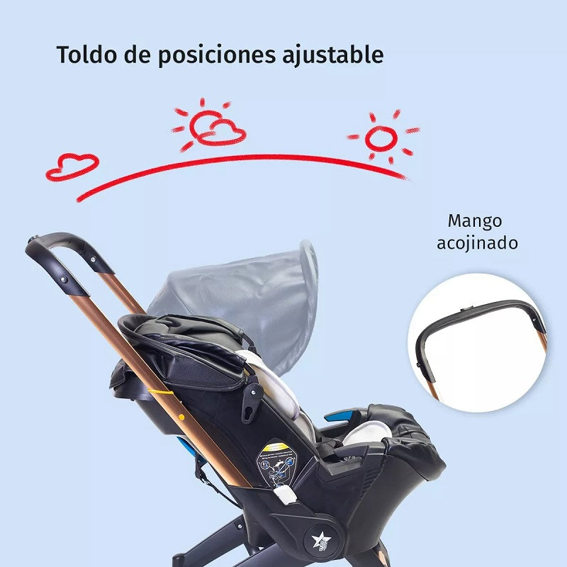 Carriola Portabebe STARKIDS Polux Negro Cuero