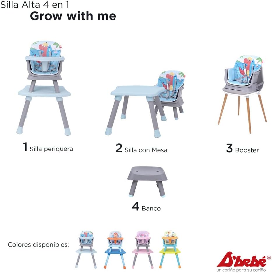 Silla Alta 4 en 1 DBEBE Grow With Me Azul Gris