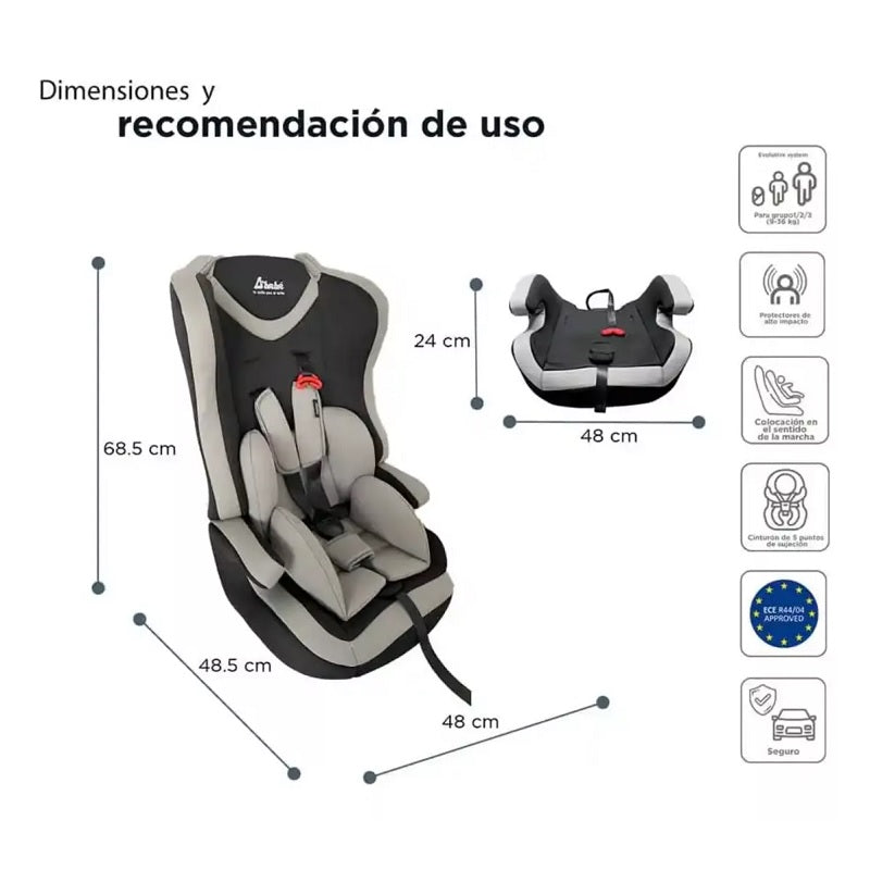 Autoasiento DBEBE MAXI Negro con Gris