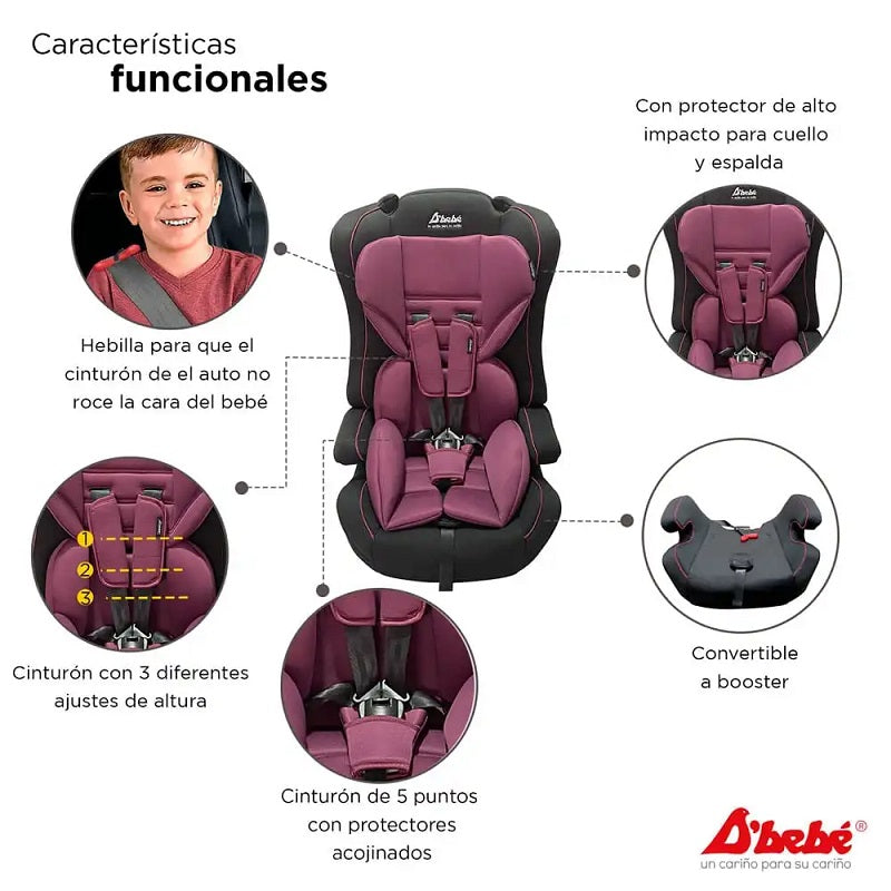 Autoasiento DBEBE MAXI Negro con Rosa