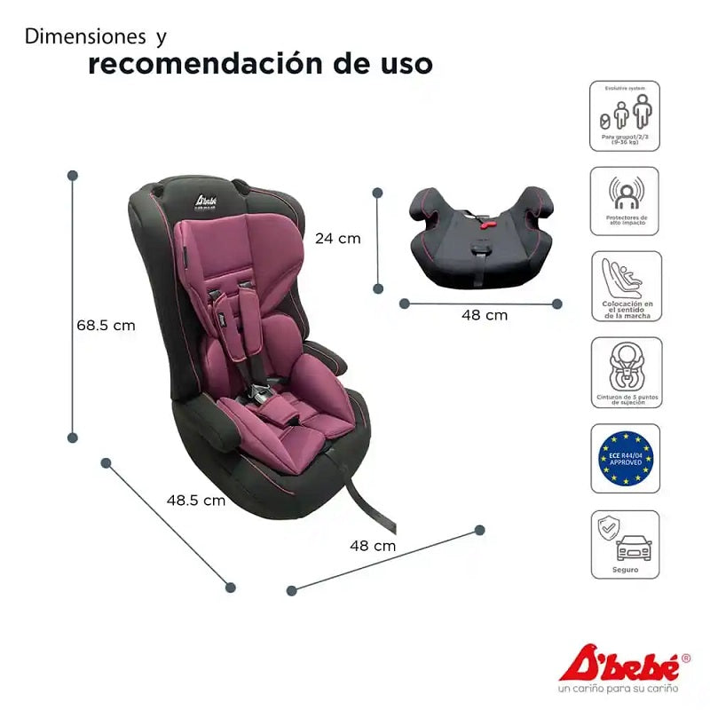 Autoasiento DBEBE MAXI Negro con Rosa