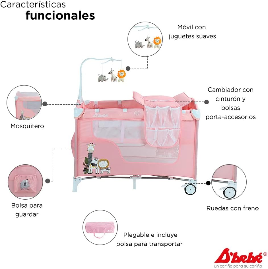 Cuna de Viaje DBEBE Dreams Rosa