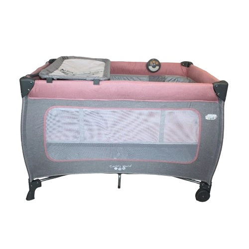 Cuna de Viaje CONFETY WORLD Gris Rosa